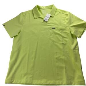Figs Scrub Top Large Catarina Yellow Technical Medical Nurse V Neck One Pocket